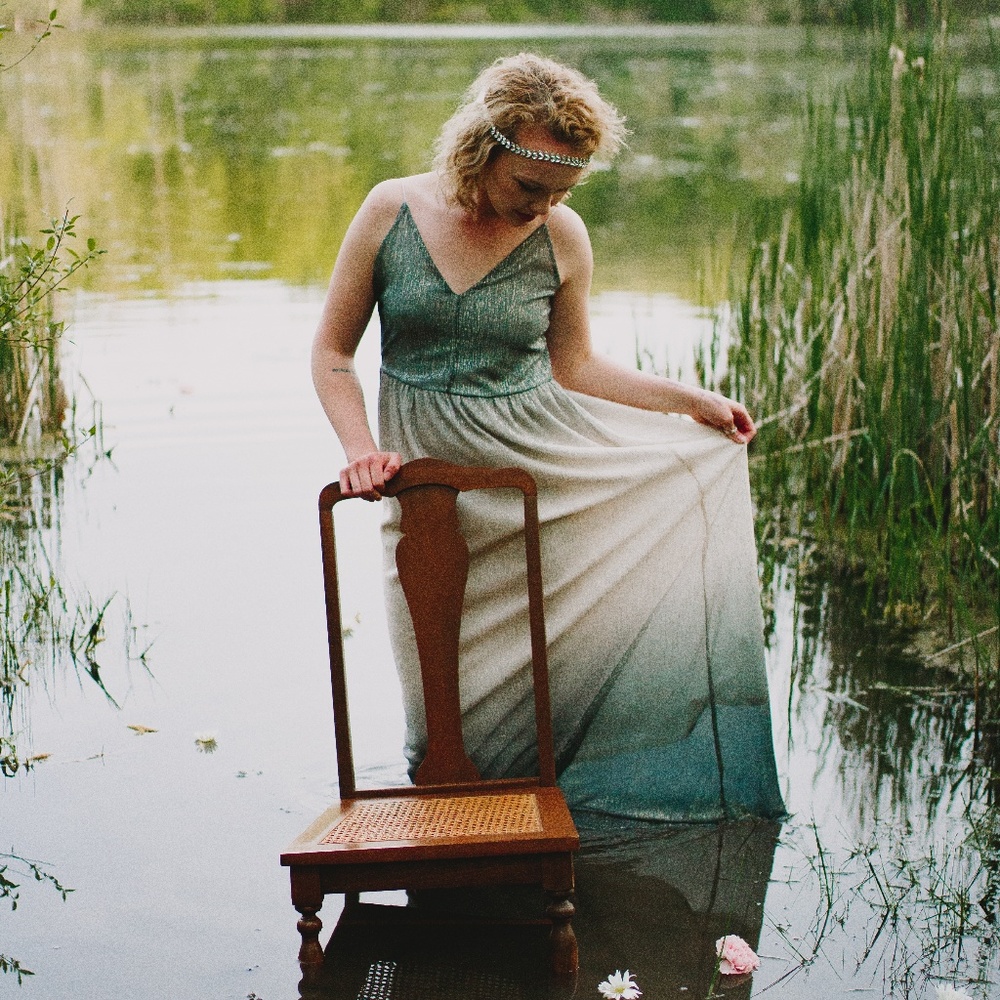 Gradient Dress with Metallic Sheen